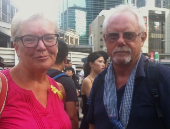 Occupy Central Protests: Julia Greenwood, 50s and Gavin Greenwood, 50s Occupy Central Protests: Julia Greenwood, 50s and Gavin Greenwood, 50s