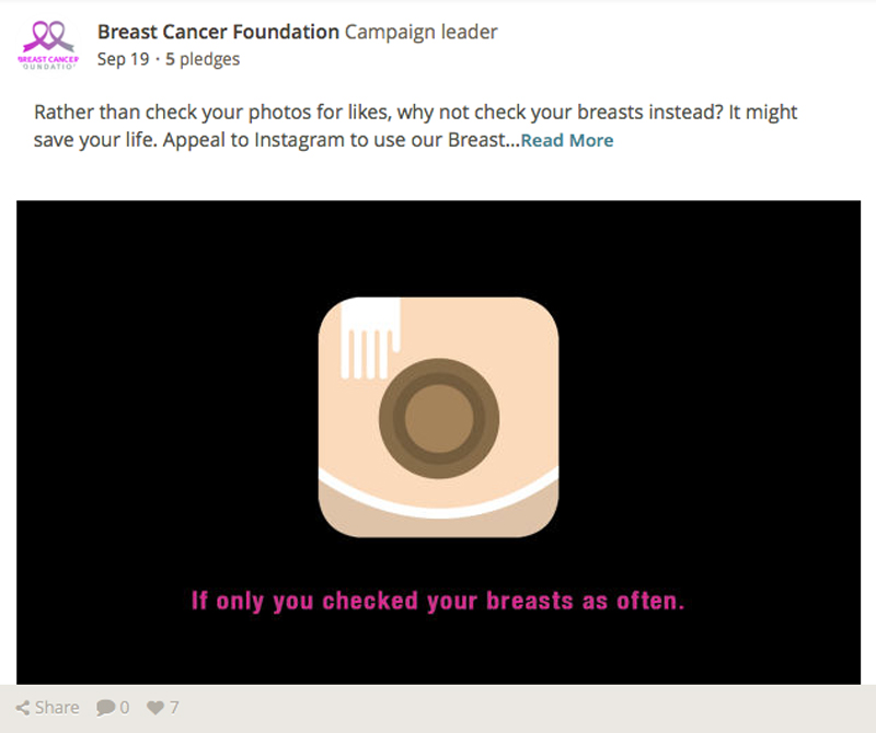 BCF wants social media giants to use their logos for Breast Cancer Awareness month BCF Instagram logo