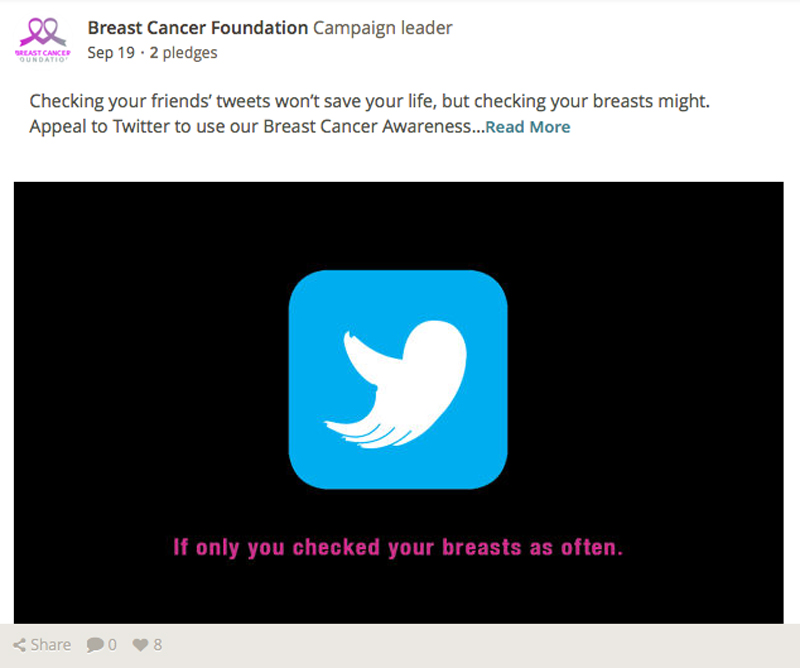 BCF wants social media giants to use their logos for Breast Cancer Awareness month BCF Twitter logo