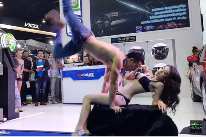 The performance that drove a nail in the coffin for sexually charged auto show models: The 2016 performance by softcore-sex actress Cherry Samkhok. 