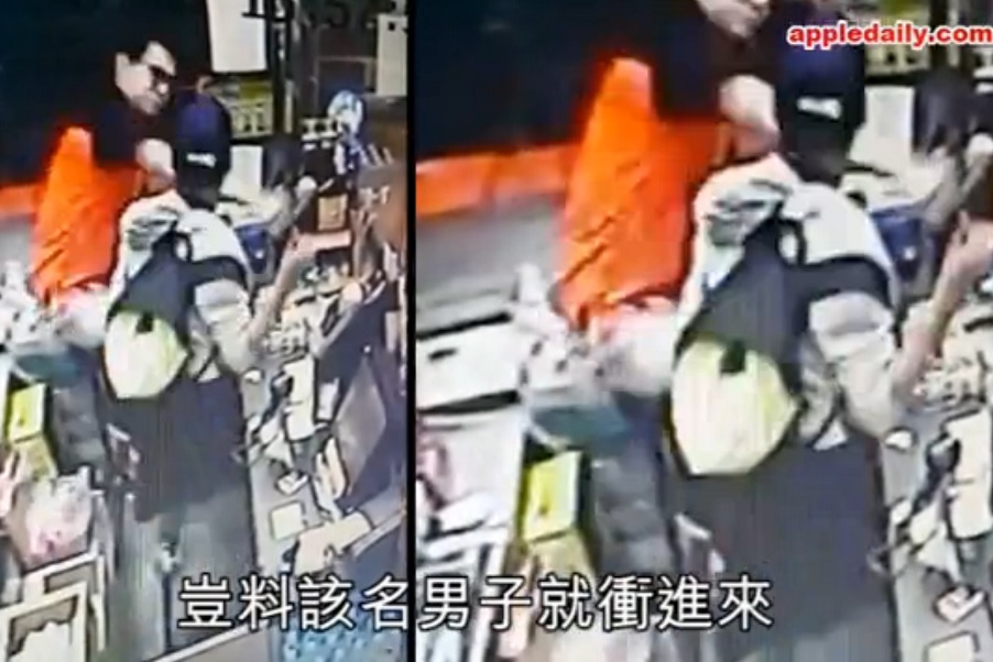 CCTV footage of the attack was circulated widely on social media. Screenshot: Apple Daily