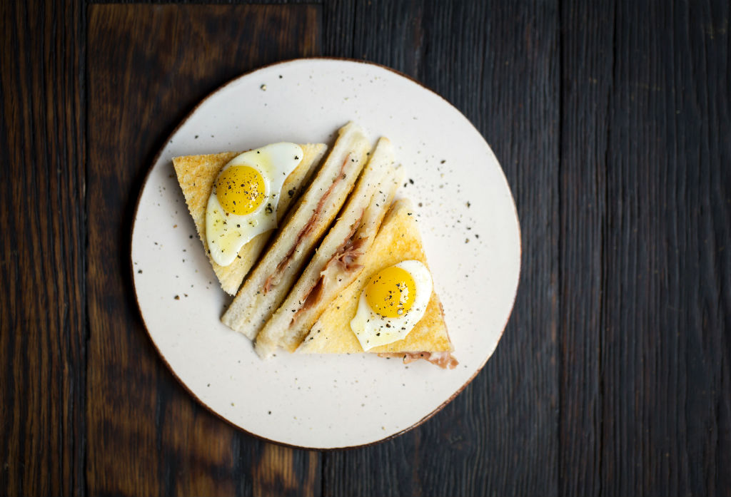 Jamon and Manchego toastie with quail eggs Jason Atherton