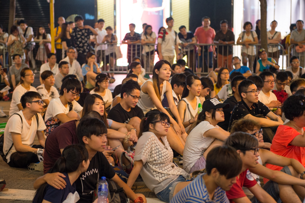 Occupy Central Hong Kong protesters sitting 