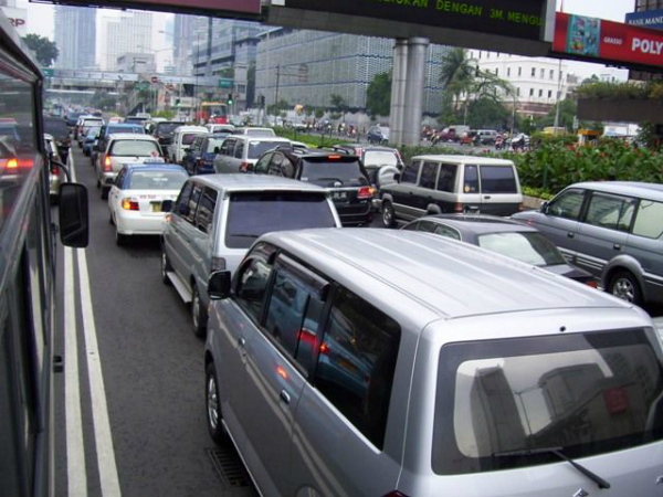 Traffic jam in Jakarta.