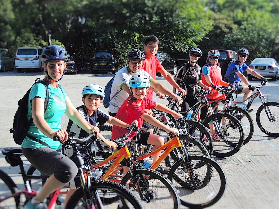 Family mountain biking, Hong Kong