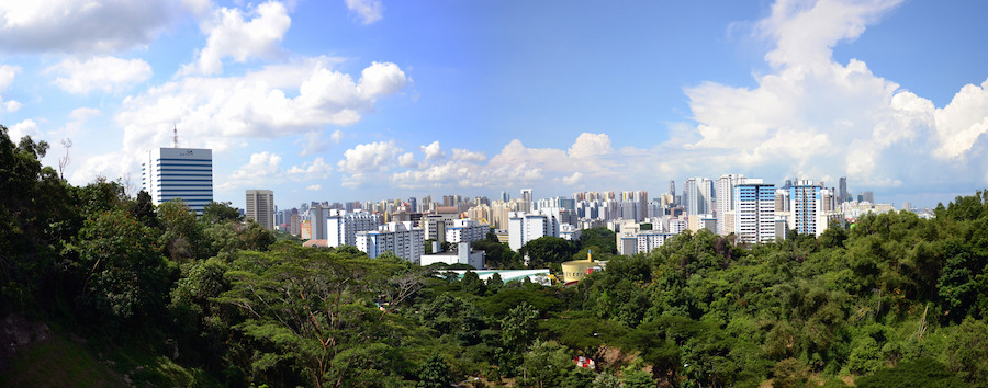 view of Singapore downtown from Fort Canning