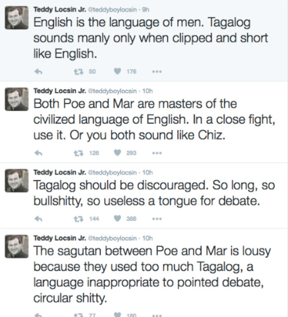 Teddy Boy Locsin gets flak for saying that Tagalog is useless for