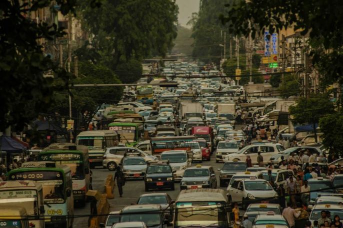 Yangon traffic.