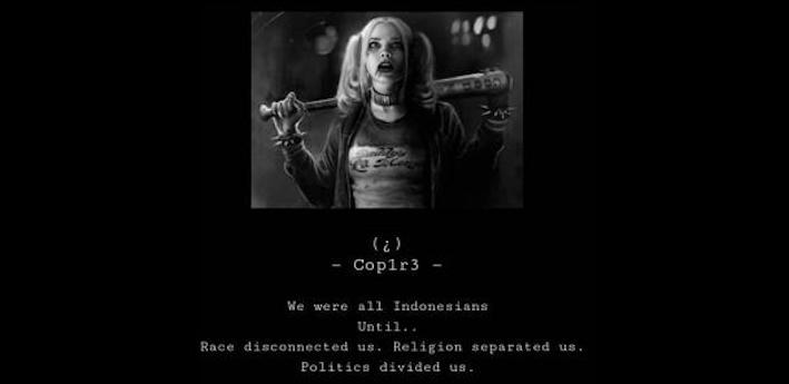 Screenshot of Indonesian Attorney General’s Office’s website after being hacked on May 31, 2017. Photo: Twitter