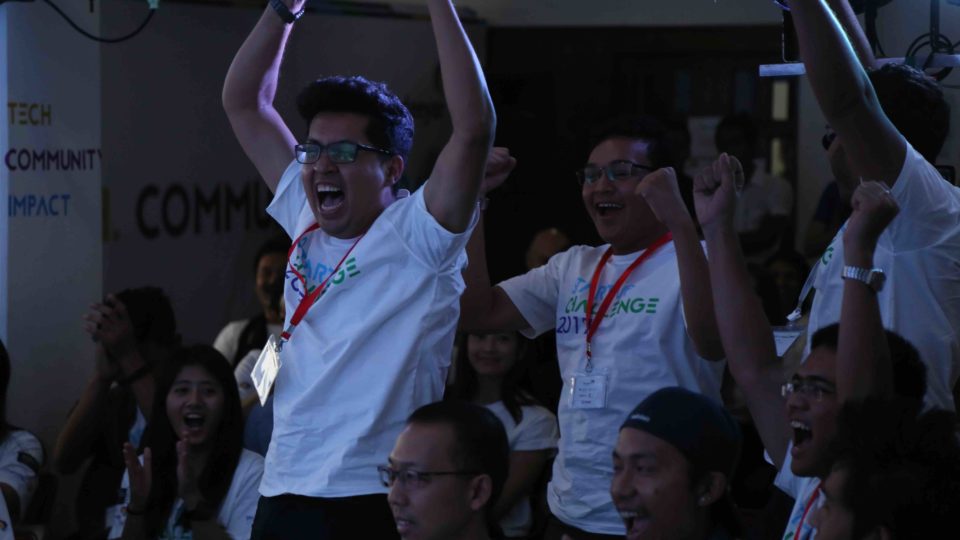 WeSafe team wins first prize in the IoT category. Photo: Phandeeyar Myanmar Innovation Lab