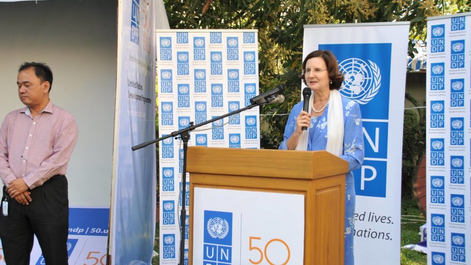 Renata Lok-Dessallien at the commemoration of the UNDP’s 50th anniversary. Photo: UNDP Myanmar