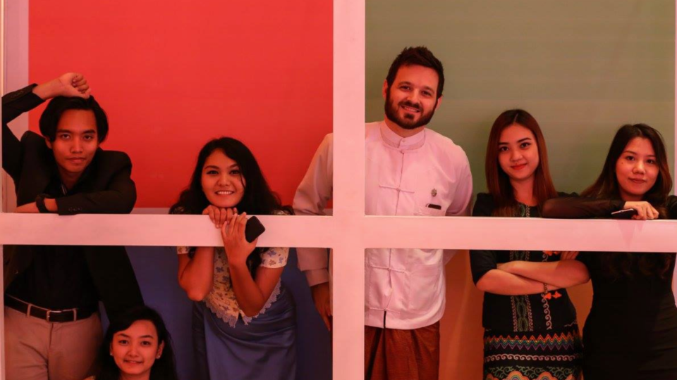 Anthony Larmon (C) and the Echo Myanmar team. Photo supplied.