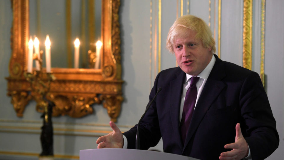 Britain’s Foreign Secretary Boris Johnson speaks during a joint news conference with US Secretary of State Rex Tillerson (not pictured) at his official residence in London, Britain, May 26, 2017. Photo (for illustration only): Toby Melville/Reuters