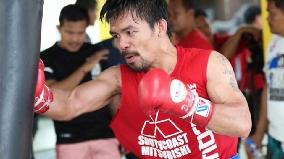 Manny Pacquiao training for his fight with Jeff Horn. PHOTO: Facebook/Manny Pacquiao