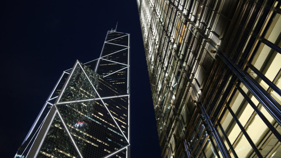 Hong Kong’s iconic Bank of China building (left). Photo by Myriam Tsen-Kung/Coconuts Media.