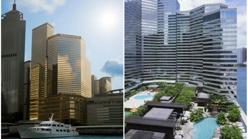 The four-star Renaissance (L) where Xi is staying, and the five-star Grand Hyatt (R) where his entourage is staying. Photos: Renaissance Hong Kong Harbour View Hotel/Hotel Reservation Service