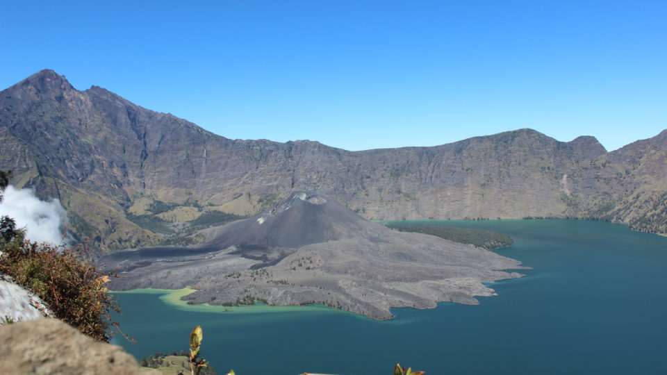 Lombok’s Mt. Rinjani is a popular volcano for trekking. Photo: Wikimedia Commons