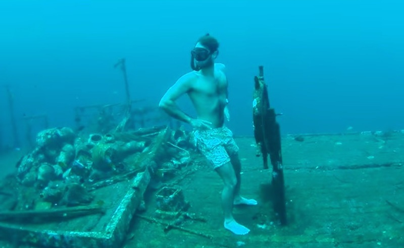 Australian freediver Adam Stern at the helm. Photo via YouTube