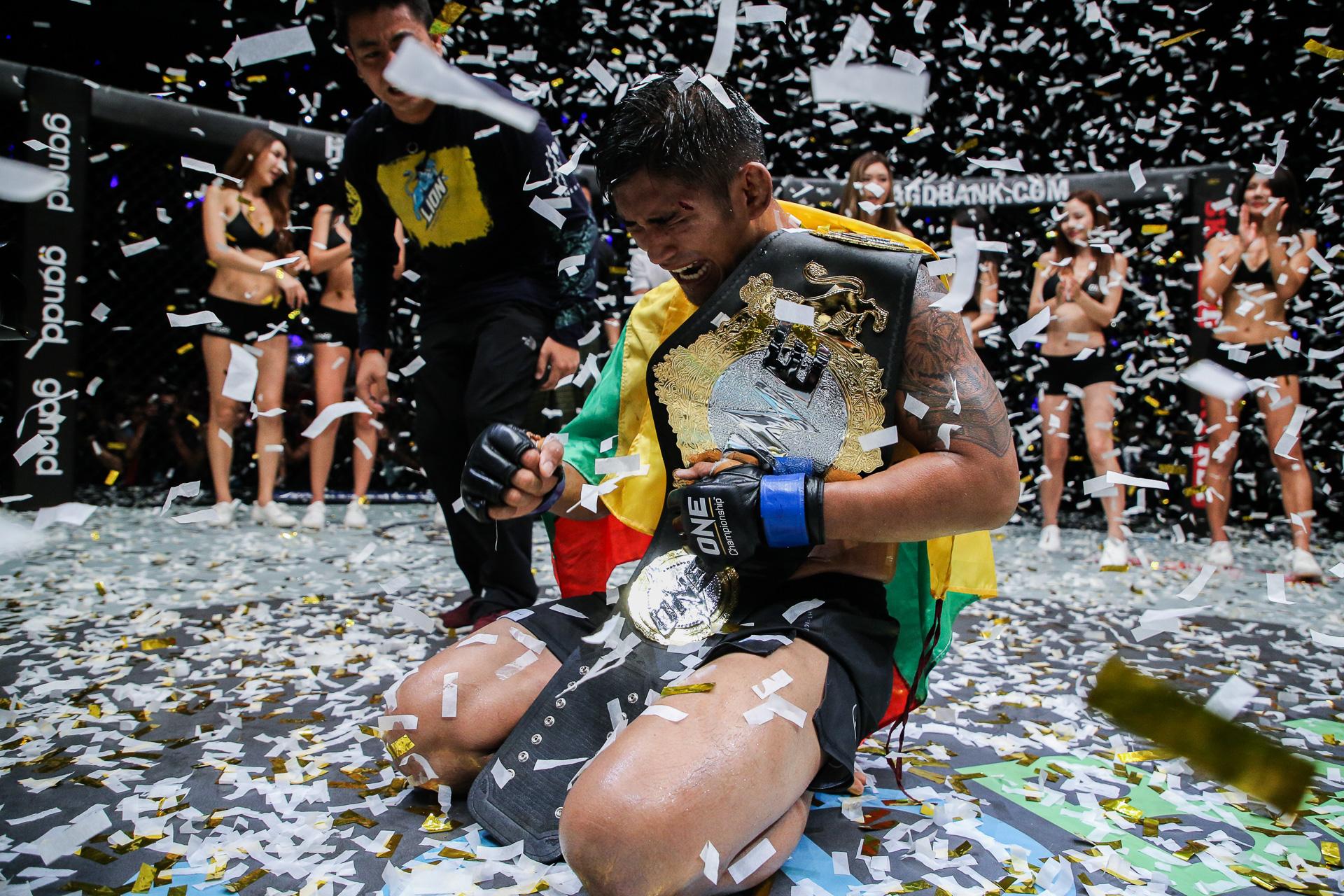 Aung La N Sang after his championship victory in Yangon on June 30. Photo: ONE Championship