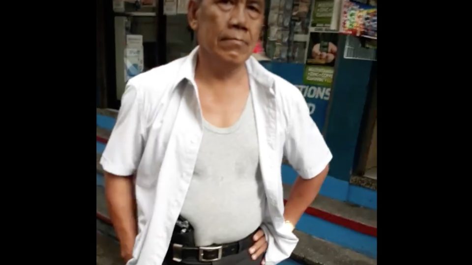 PO2 Manuel Carvajal Taytayon, showing off his gun, was shown in Ralph Darenz G. Altea’s video. PHOTO: Screengrab from Facebook video