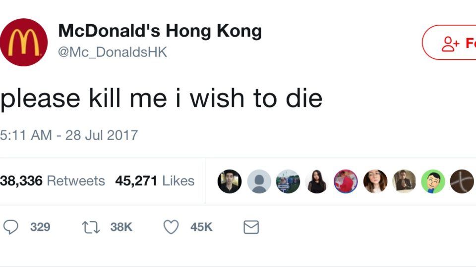 Disturbing tweets from an alleged McDonald’s HK Twitter account