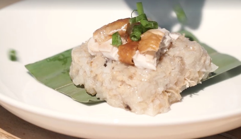 Glutinous rice with chicken. Screengrab from video