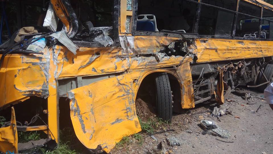 The aftermath of a bus crash that killed 10 people in Yangon’s Mingaladon Township on July 7, 2017. Photo: Facebook / Han Lin