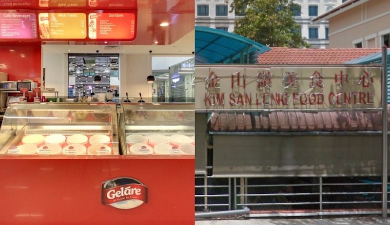 Gelare at Causeway Point and Kim San Leng Food Centre. Screengrabs from Google Maps