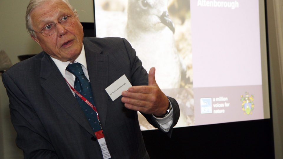 Sir David Attenborough speaking at an event in support of Henderson Island World Heritage Site in 2010. Photo: Flickr / Foreign and Commonwealth Office