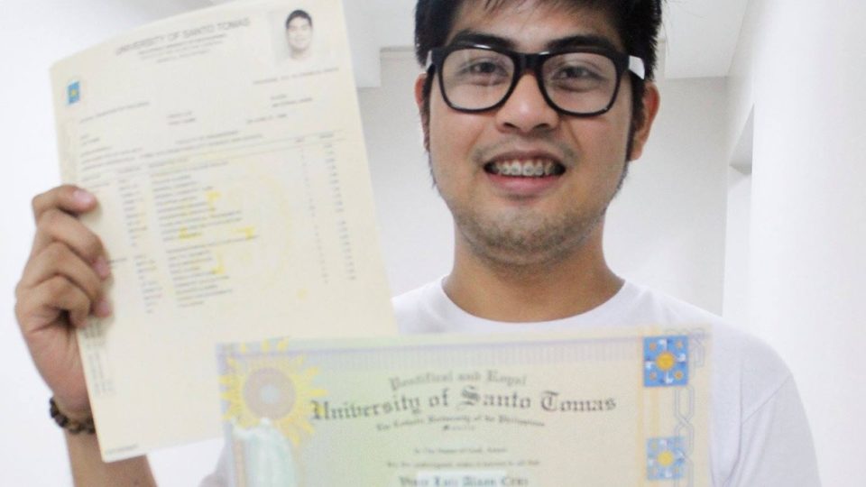 Vince Luiz Cruz got the reward he badly needs. PHOTO: Facebook/University of Santo Tomas