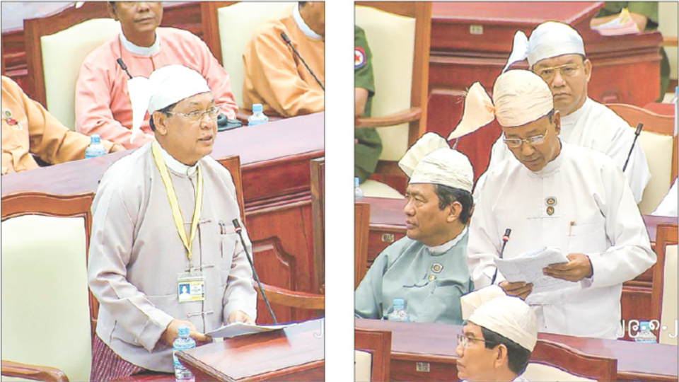 Minister for Labour, Immigration and Population Thein Swe (L) and MP Dr. Maung Thin. Photo: MOI
