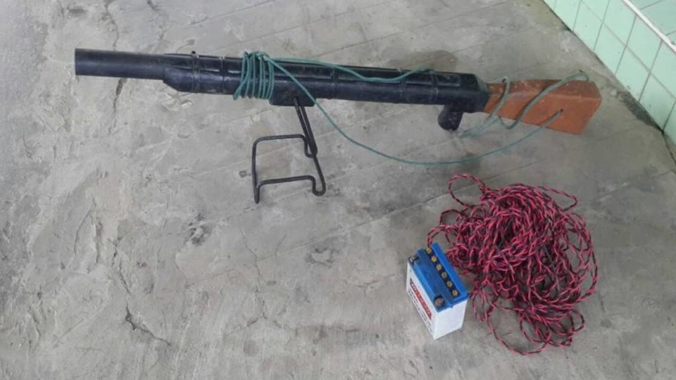A weapon used by what the State Counsellor Information Committee calls “Bengali terrorists.” Photo: Facebook / State Counsellor Information Committee