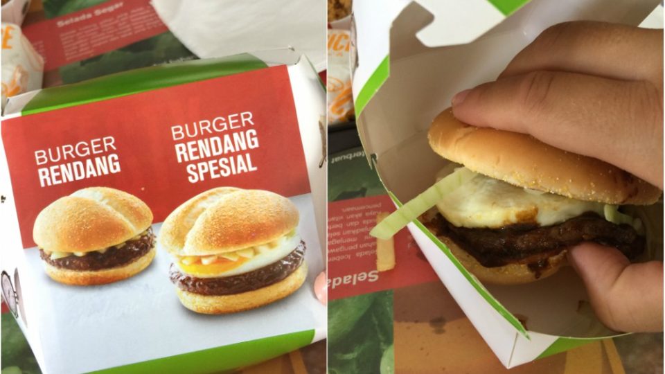 The McDonald’s rendang burger has landed in Indonesia. Photos: Juminten Jones/Coconuts Bali