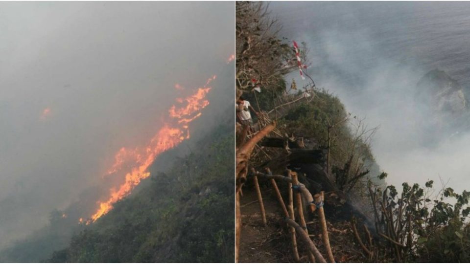 A forest fire erupted at Nusa Penida on Aug. 20, 2017. Photos via Instagram/@balebengong, Gede Sukara