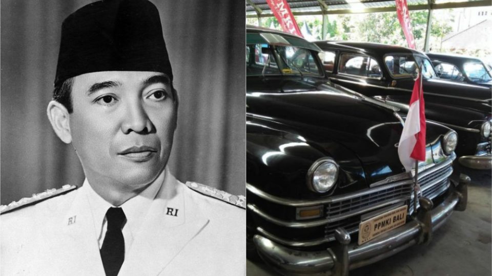 Left: President Soekarno (Wikimedia Commons). Right: His class cars (Instagram/Berita Bali).