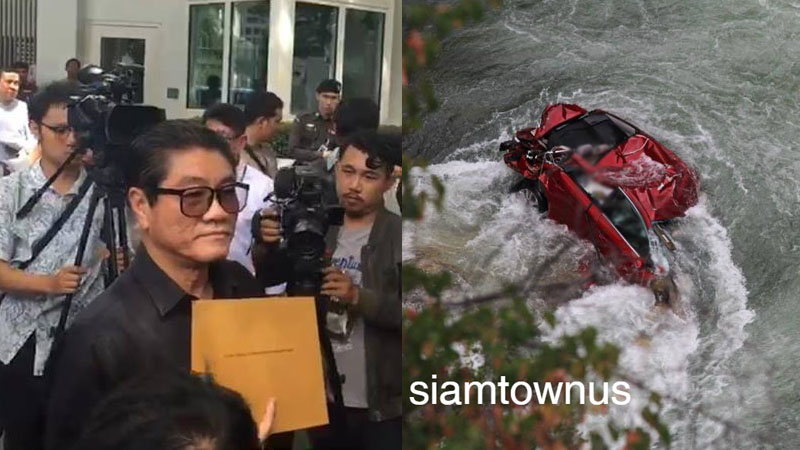 Ekkachai Taichaeda, an uncle of “Gof,” one of the two Thai students whose car fell off a California cliff two weeks ago, traveled to the U.S. Embassy in Bangkok this morning to file a “symbolic” visa application to send Thai rescuers to the U.S. to search for his nephew. Photos: Siam Town US