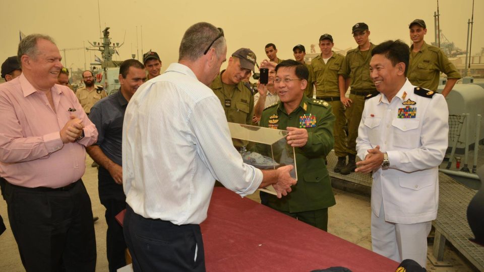 Myanmar commander-in-chief Senior General Min Aung Hlaing visits defense electronics manufacturer ELTA Systems in Tel Aviv, Israel, in September 2015. Photo: Facebook / Senior General Min Aung Hlaing