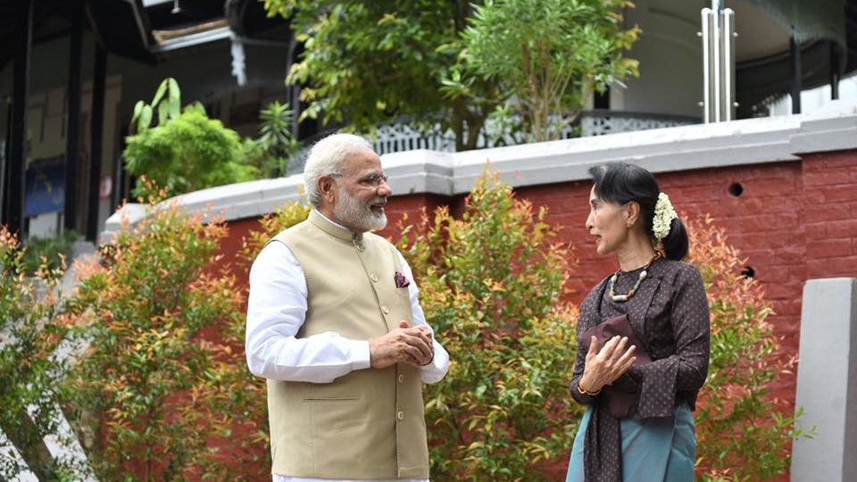 Indian Prime Minister Narendra Modi with Myanmar leader Aung San Suu Kyi during his visit to Myanmar. PHOTO: Facebook/PM Narendra Modi 