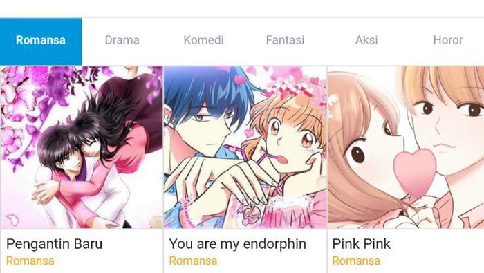 Several manga titles available on BBM’s WebComics. Photo: Detik