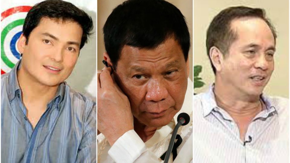 (left to right) Actor Gabby Concepcion, President Rodrigo Duterte, and ABS-CBN Chairman Gabby Lopez. Photos from ABS-CBN News