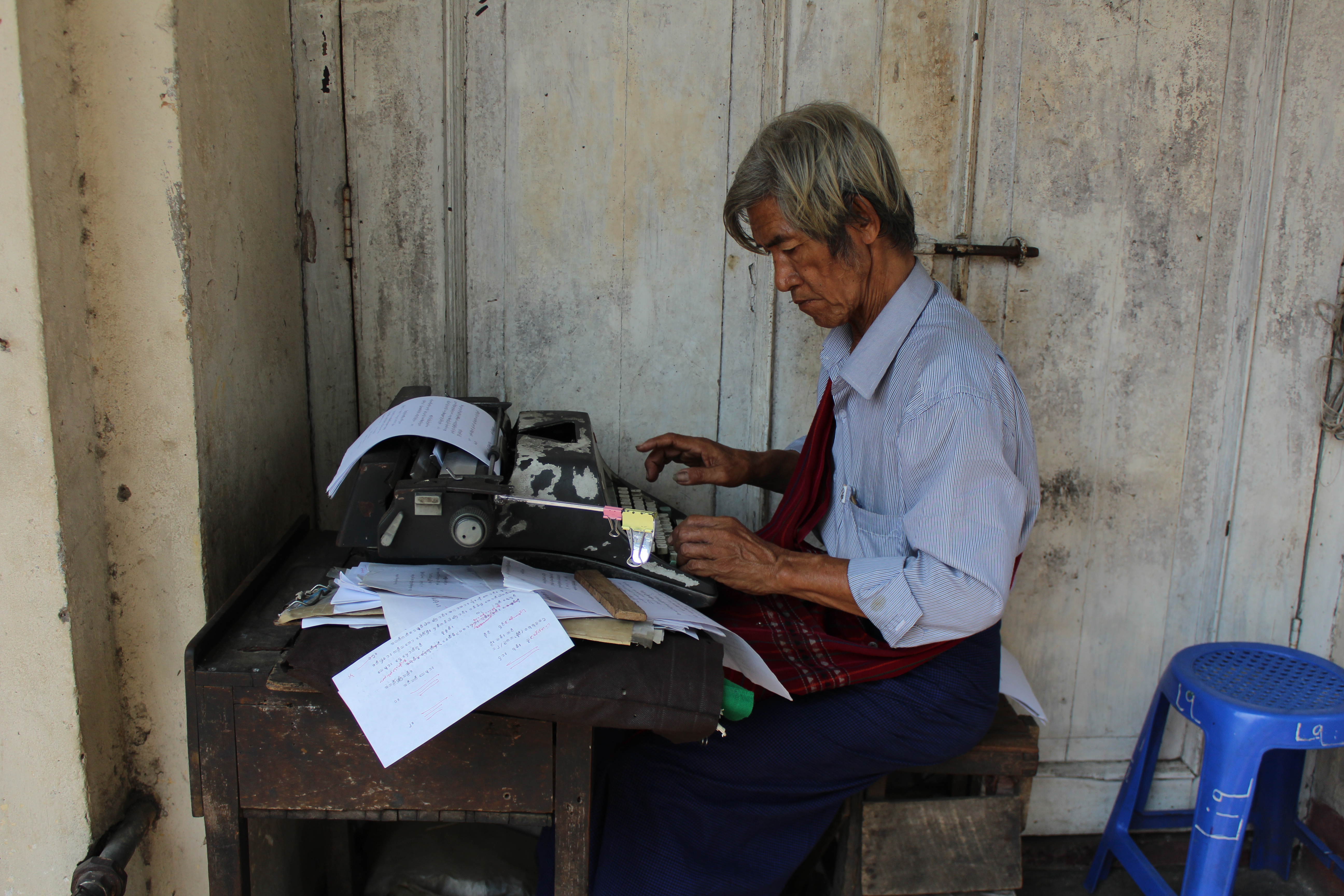 A typist in Yangon. Photo: Jacob Goldberg