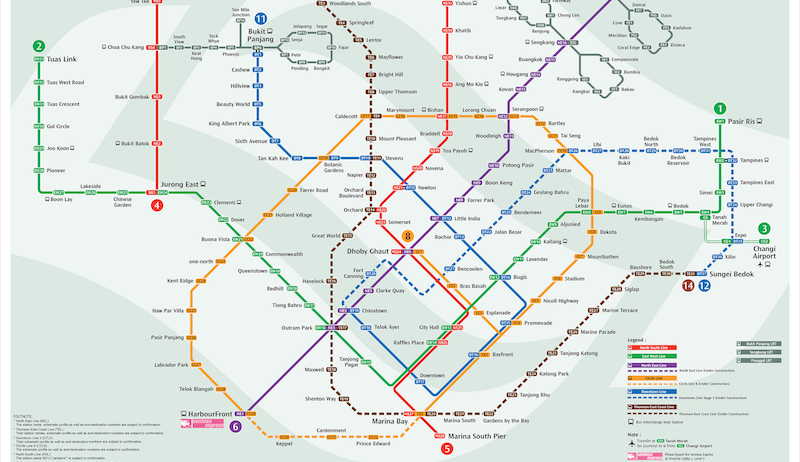 Screengrab of MRT map from LTA website