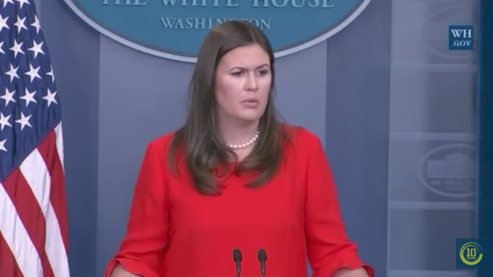 White House Press Secretary Sarah Huckabee Sanders speaks at a press briefing on September 11, 2017. Photo: Youtube