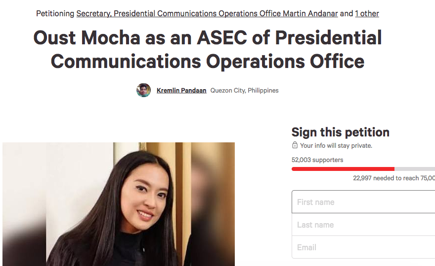 Screenshot of Change.org petition. 