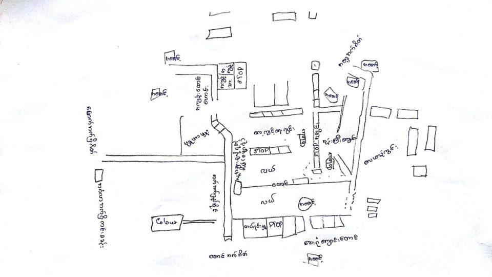 A map allegedly drawn by ARSA members and discovered in a village in northern Rakhine State. Photo: Facebook / Office of the Commander-in-Chief of Defense Services