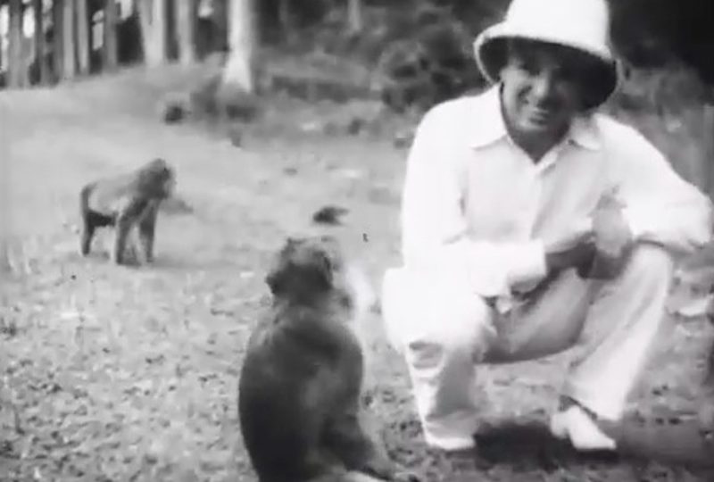 A still of Charlie Chaplin in his footage from Bali in 1932. Photo via YouTube