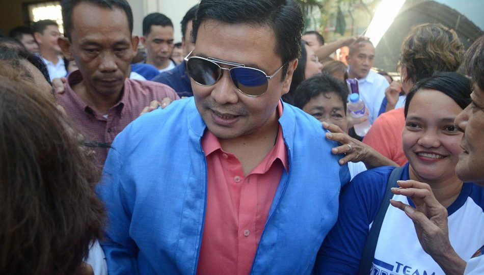 Former Senator Jinggoy Estrada attends a thanksgiving mass with his family at the Pinaglabanan Church in San Juan City just hours after his release from detention Saturday. PHOTO: Mark Demayo, ABS-CBN News