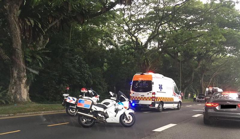 The scene of the Lentor accident. Photo: Singapore No.1 All in One Sharing / Updates/Facebook