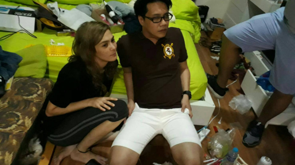 Amelia and her boyfriend at the raid on their home. 