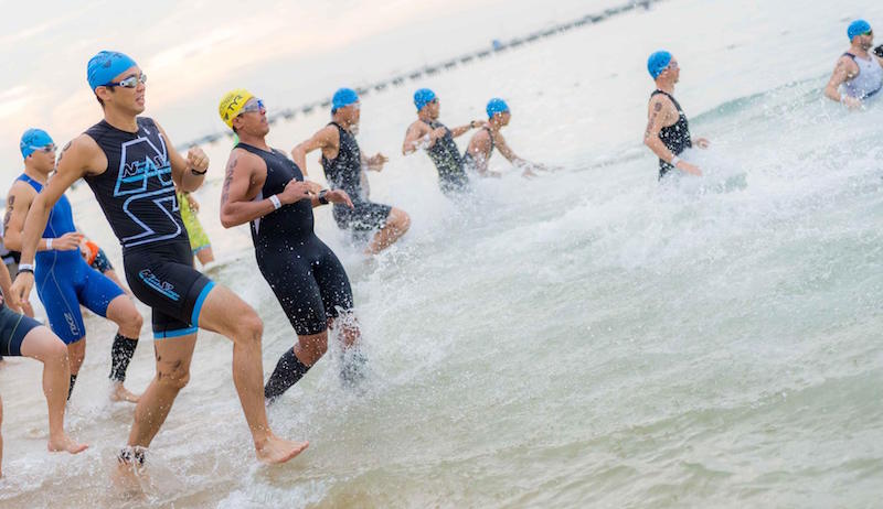 Contestants participating in the swim leg of the competition. Photo: Singapore International Triathlon/Facebook